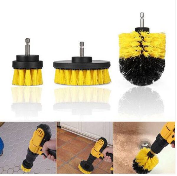 

wholesales 2019 3pcs grout power scrubber cleaning brush tub cleaner combo tool kit yellow