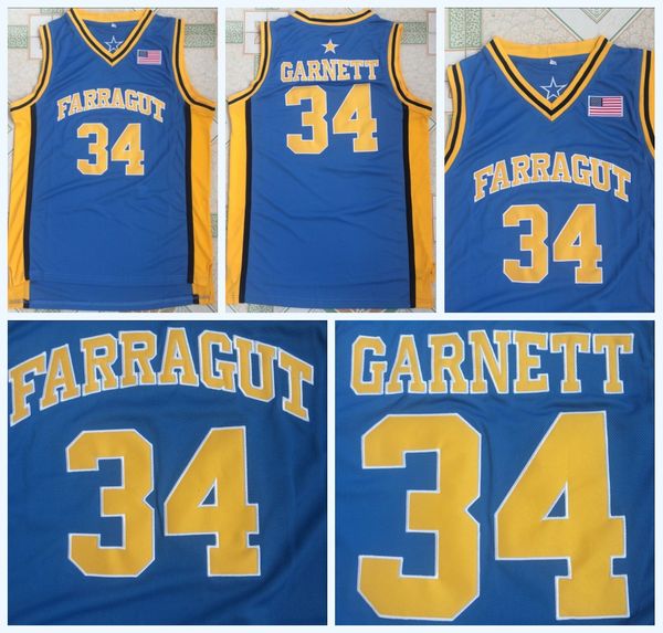 

High School 34 KEVIN GARNETT Jersey Blue Team Farragut Kevin Garnett High Qualit100% Stitched College Basketball Jerseys S-3XL Fast Shipping