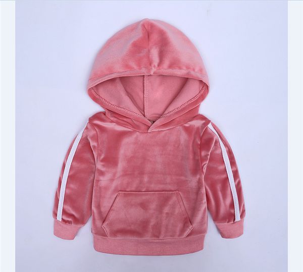 

2019 spring autumn new fashion children velvet hooded suit and pant 2pcs sport casual outfits suit baby boys girls, White