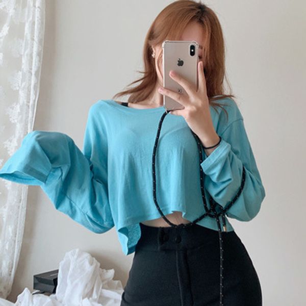 

s/s womens long sleeve t shirts fashion solid color women shirts new arrival ladies short style t shirt 3 colors size, White