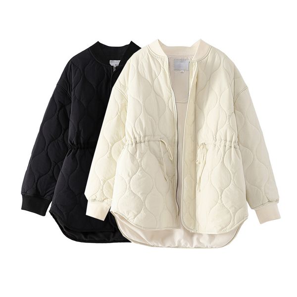 

foreign trade winter new korean fashion loose long-sleeved zipper coat jacket ladies short before long cotton clothes, Black