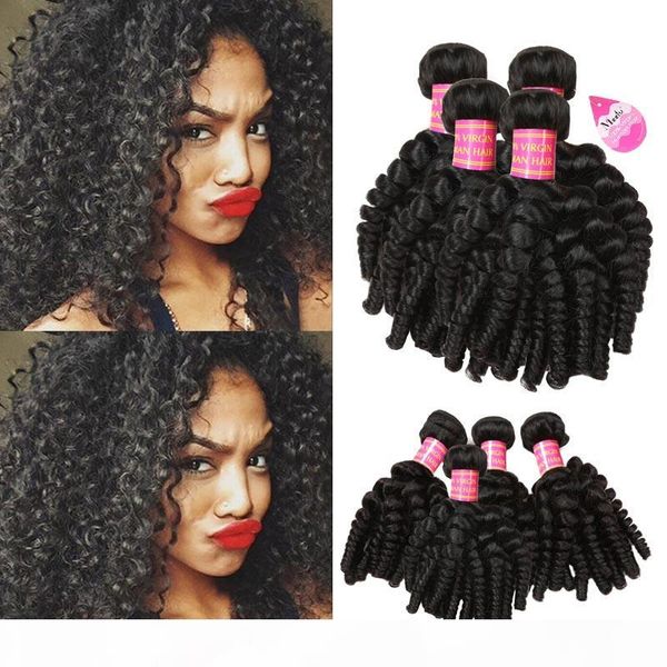 

8а бразильский надувной локоны плетение virgin тетенька фунми человеческих волос weave 4 связки romance сыпучие волна завитки remy человечес, Black