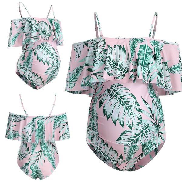 

pregnant swimwear maternity tankinis women ruffles leaf bikinis swimsuit beachwear pregnant suit banadore maternal 2020 hot
