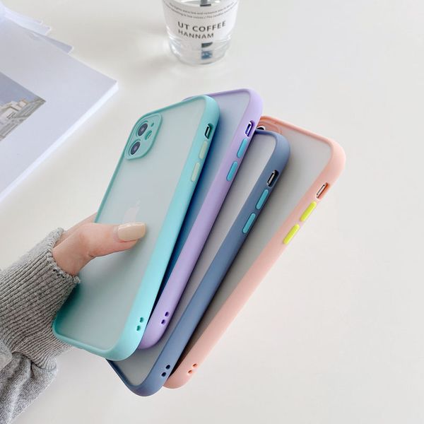 

new luxury contrast color case for iphone 11pro max xr x xs max 8 7 6 6s plus frame matte hard pc protective cover