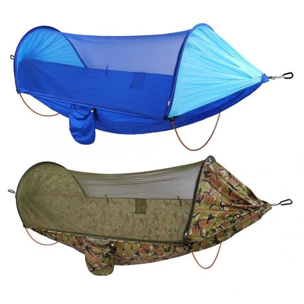 

portable automatic quick opening garden nylon hammock swinghang mesh net sleeping bed hamaca for outdoor travel camping hammock