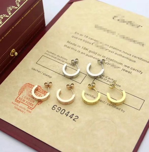 

women hoop earrings fashion love designer stud earrings wedding jewelry titanium steel silver rose gold cÃ£rtiÃªr earring, White