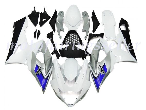 

new abs plastic fairings kit fit for suzuki gsxr1000 2005 2006 gsxr1000 05 06 injection mold gloss white style with silver hints and blue