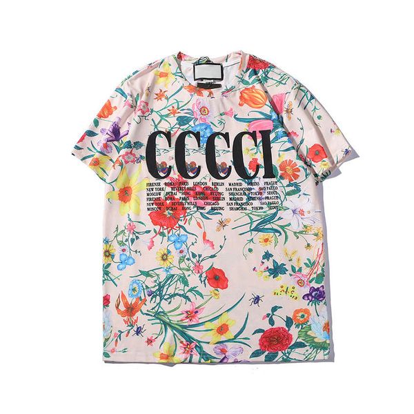 

italy mens designer t shirt summer new trendy tees fashion letter print short sleeve casual flower pattern colorful tees 2020 new, White;black