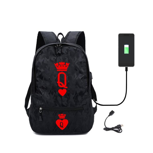

qk couple clothes new style casual women's lettered outdoor dacron joint backpack