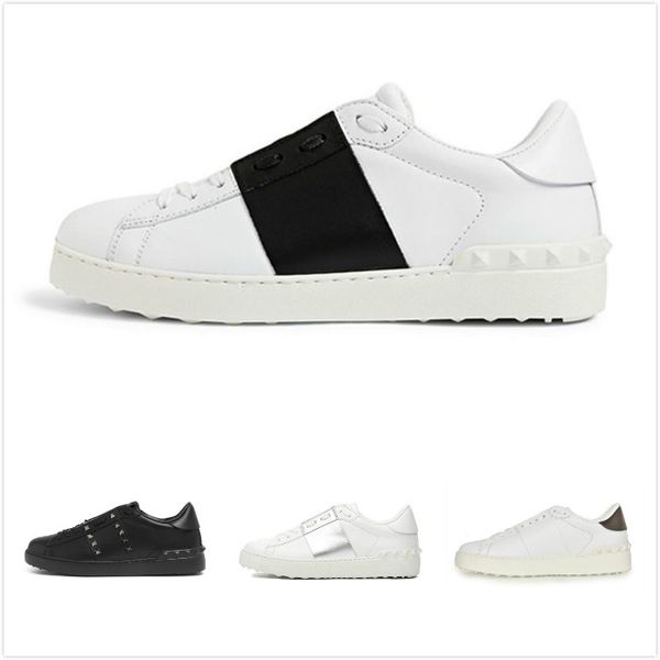 

new fashion 2020 studded triple white vltn running shoes men women sport casual sneakers cow leather trainers, Black