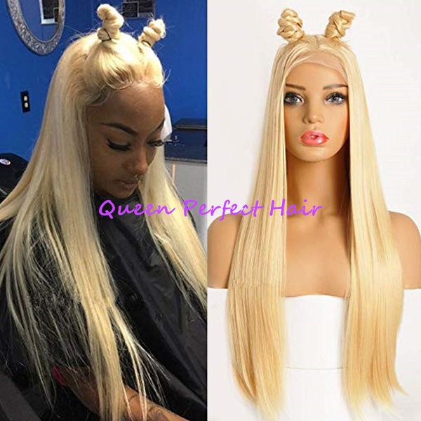 613 Light Blonde Hair Lace Front Synthetic Wigs Long Silky