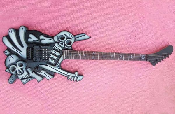 

new brand electric skull guitar by handcraft in black