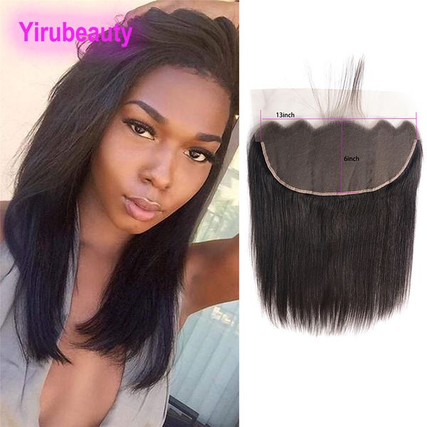 

peruvian unprocessed human hair 10-26inch ear to ear natural color 13x6 straight lace frontal closure silky, Black;brown