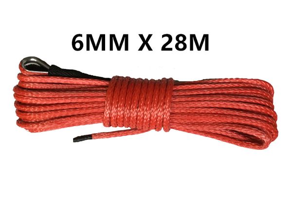 

1/4'' x 28m synthetic winch lines uhmwpe cable plasma rope with sheath car accessories ing