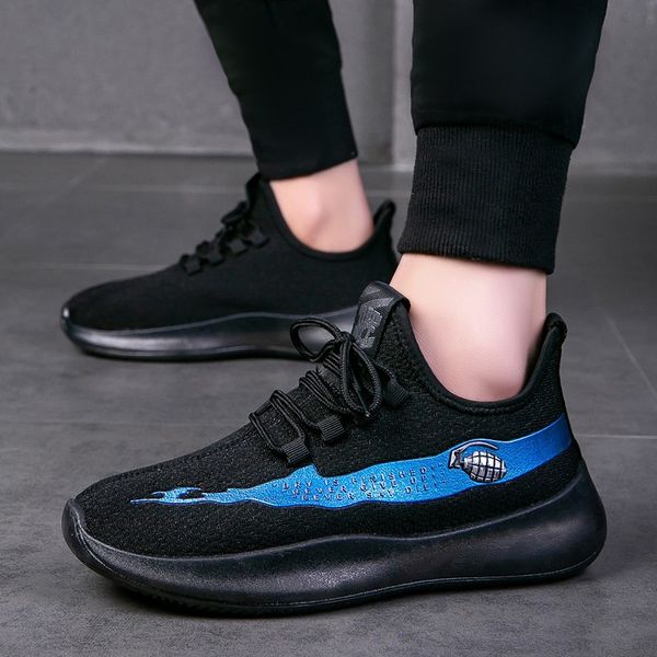 

trend casual running shoes men's outdoor light running shoes breathable black men's