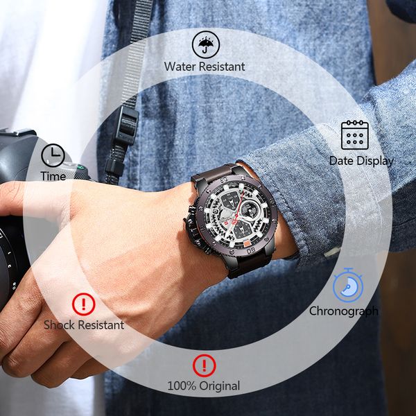 

2019 new fashion mens watches naviforce militray sports quartz men watch leather waterproof male wrist watch relogio masculino, Slivery;brown