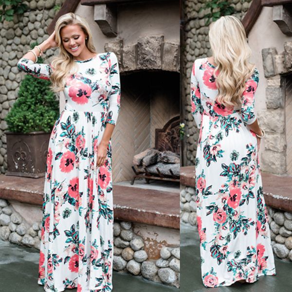

2019 autumn printed flower dress, Black;gray