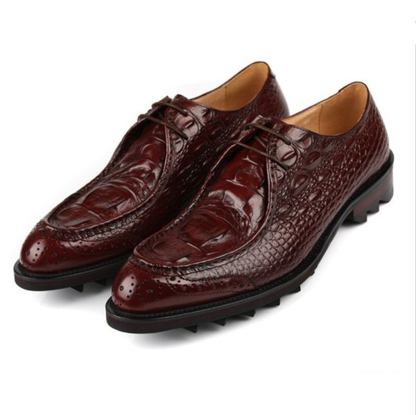 

crocodile grain black / tan platform mens wedding dress shoes genuine leather social business shoes male prom