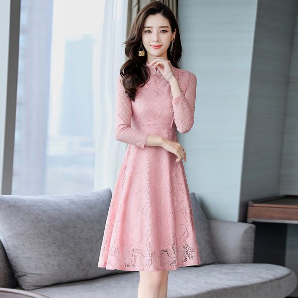 

2019summer qipao cheongsam dress chinese traditional oriental hollow carved lace dresses qipao for women party wedding dress, Red