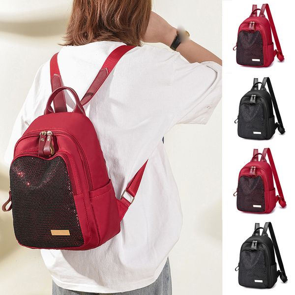 

35#large capacity solid color waterproof nylon casual backpack school bag waterproof large capital casual bag