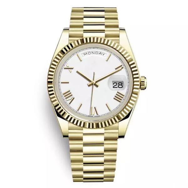 

Day date new watch men daydate apphire gla golden white watch crown automatic roman number pre ident watche orologio