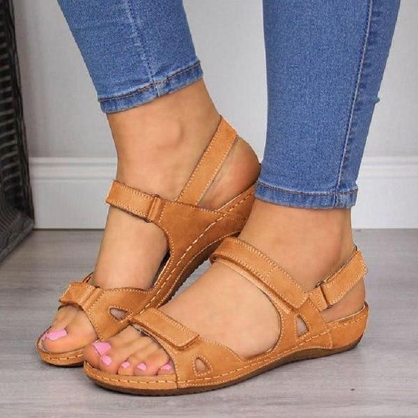 

doratasia fashion new summer 2020 big size 43 casual shoes woman sandals hook&loop concise shoes women sandals woman, Black