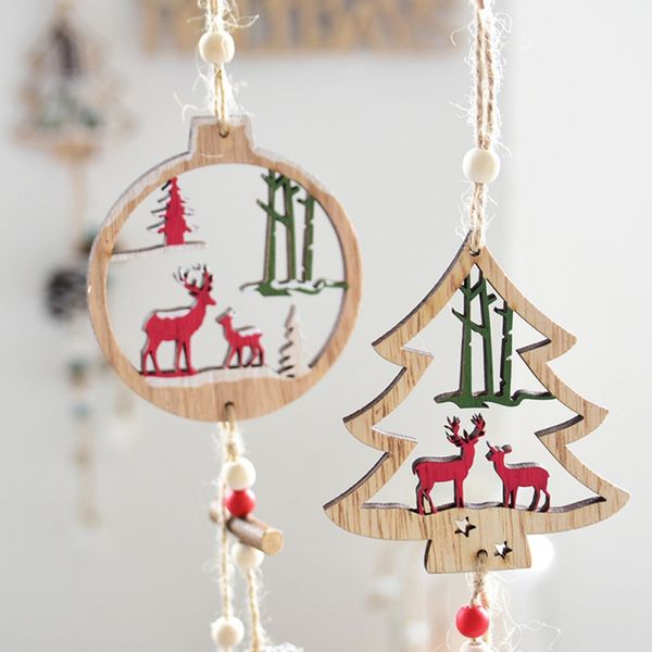 

christmas tree decoration wooden hollow hanging christmas decorations for home navidad xmas festive party supplies