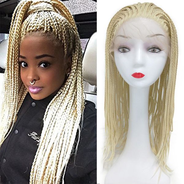 Braided Lace Front Blonde Wig Twist Crochet Box Braids High