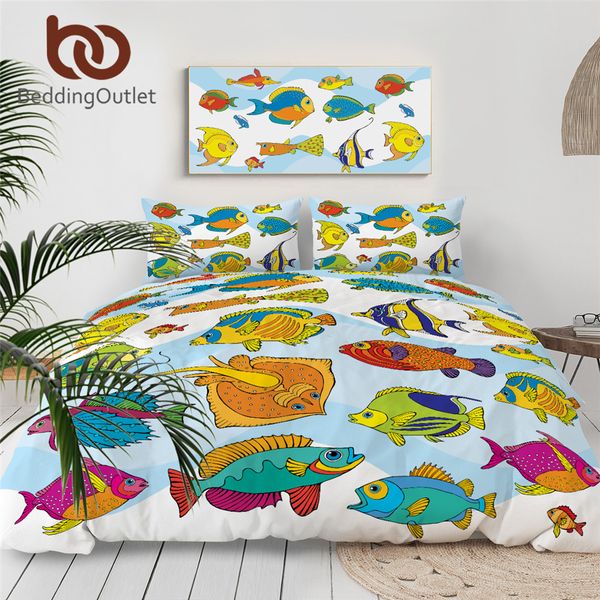 Beddingoutlet Colorful Fish Bedding Set Marine Life Duvet Cover