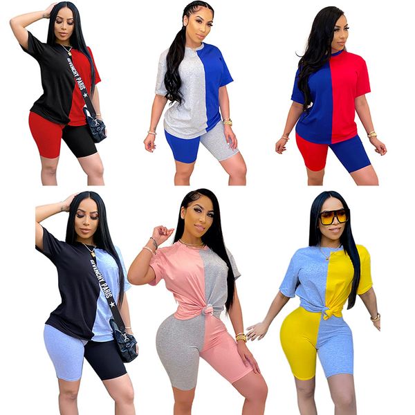 

2020 women sets summer tracksuits patchwork sportswear shorts two piece suit set club party street 2 pieces outfits, White