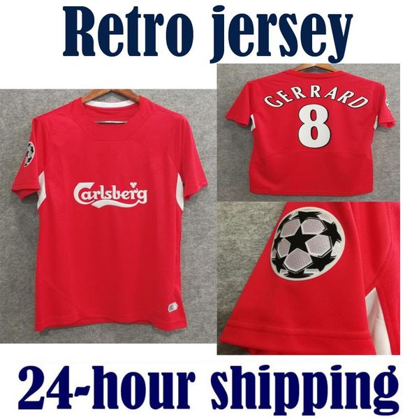 

04 05 final i tanbul retro occer jer ey 8 gerrard teven 2004 2005 micer alon o champion football hirt vintage calcio maglia maillot