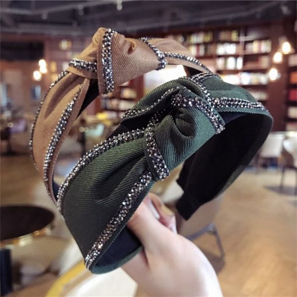 

fashion hair accessories women's hand-studded middle knotted wide-brimmed headband slip headband wild hair band headwear girl