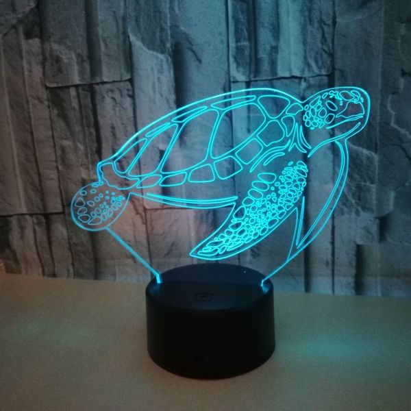 

foreign trade new pattern sea turtle colorful 3d lamp animal gift customized 3d small desk lamp touch remote control 3d small night-light
