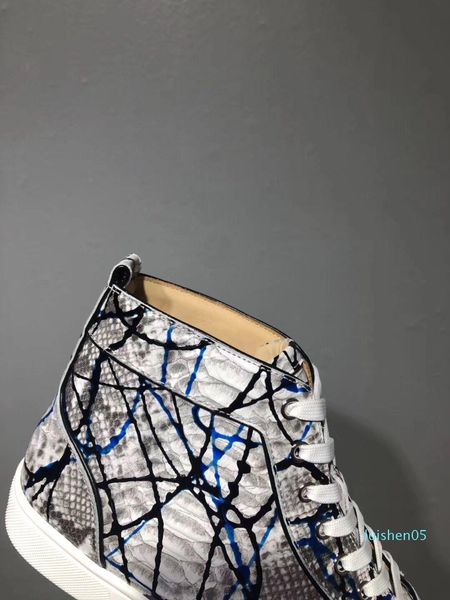 

граффити на python кожи высокого верха кроссовки обувь женщин,мужчин красные нижние свободного покроя вечеринку досуг квартиры зн платье ход, Black