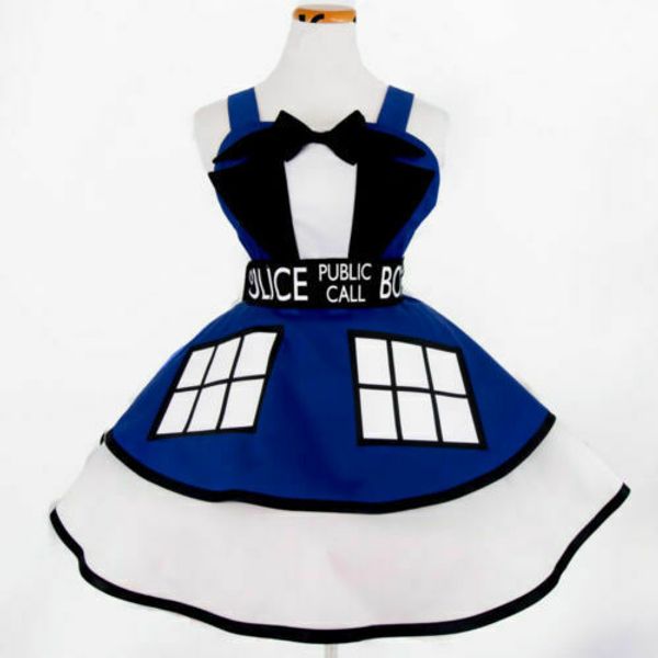 

doctor who dress tardis suit cosplay pinafore party lolita costume, Black;red