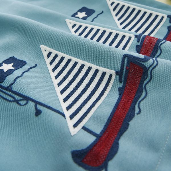 

simple modern mediterranean children's room cartoon bedroom living room balcony shade cotton embroidery curtain finished product specia