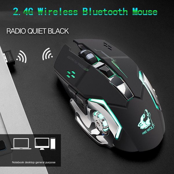 

2.4g wireless gaming mouse перезаряжаемый gaming mouse бесшумный эргономичный 7 color glow bluetooth мыши для ноутбуков tablet