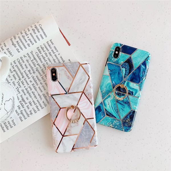 

rhombus marble phone case for samsung s10 note s10plus covers soft silicone cover for samsung s9 8 plus note 9 with ring cirlce coque