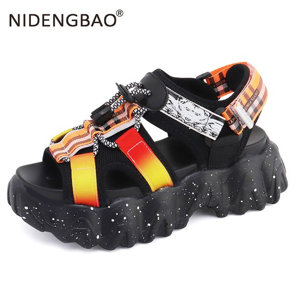 

dad sports sandals women 2020 summer new korean version muffin thick bottom increased roman sandals women beach shoes female