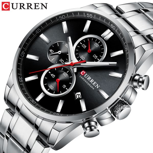 

new curren brand luxury men's watches auto date clock male sports steel watch men quartz wristwatch relogio masculino, Slivery;brown