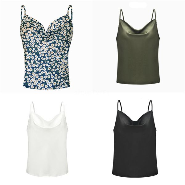 

nsz женщины печати лето без рукавов top асимметрия tank top холтер # 889, White