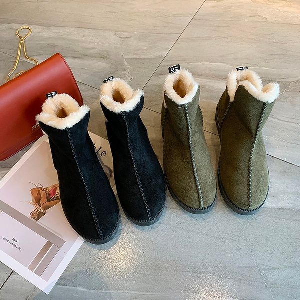 

winter women boots new style plus velvet thickened female snow boots bottom flat warm women snow zapatillas mujer u11-13, Black