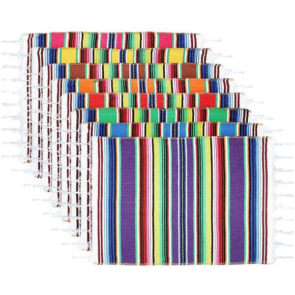

table runner mexican place mats,mexican assorted placemats party wedding decorations, fringe blanket 12 x