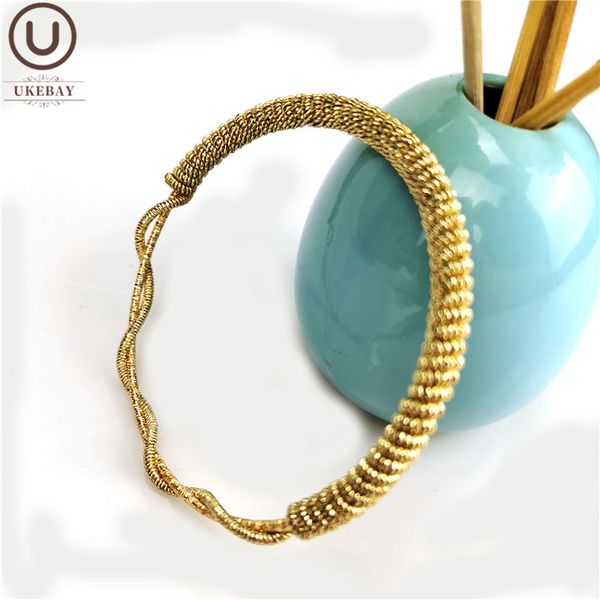 

ukebay new handmade jewelry gold chains women bangles fashion charm bracelets gifts color metal bracelet bangle, Black