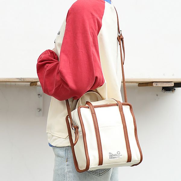 

teenager canvas fabric handbag female korean style casual box shaped messenger bag 2020 women quality leisure daily shoulder bag