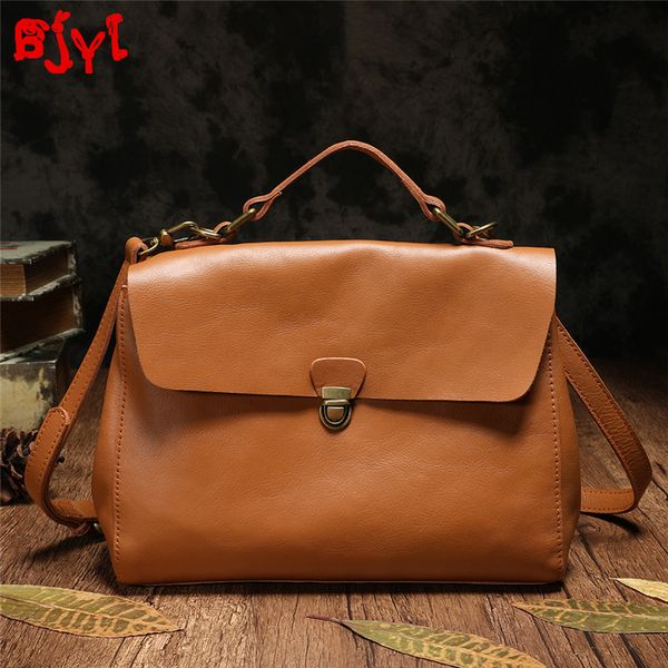 

vintage leather women's handbags female lock messenger bag commuter wild women briefcase cow leather shoulder bags