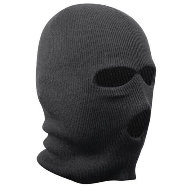 

black mask 3 holes delicate knitting protective head cap windproof mask