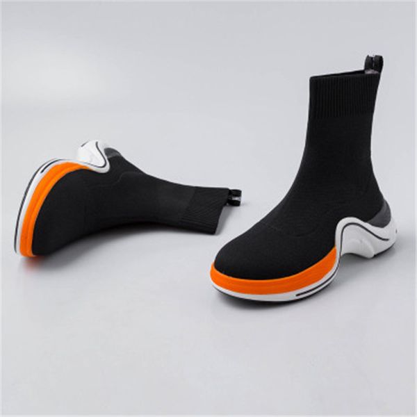 

sneakers women boots women mixed colors female shoes increasing shoes round toe stretch sock boots outdoor casual light, Black