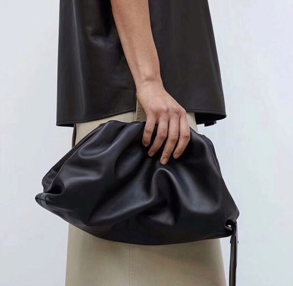 

genuine leather soft pleated dumplings shoulder large messenger bag women daily clutch bag female handbag