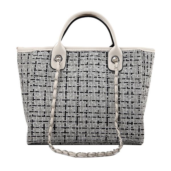 

autumn and winter classic plaid women's handbags woolen bag for women shoulder bags patchwork chian bag large handle